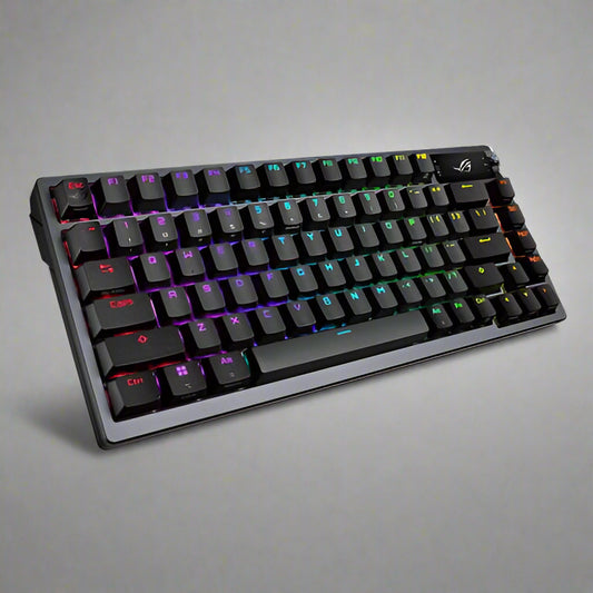 Asus ROG AZOTH Compact 75% Mechanical RGB Gaming Keyboard, Wireless/Btooth/USB, Hot-Swap ROG NX Red Switches, OLED Display, Control Knob, Mac Support-0